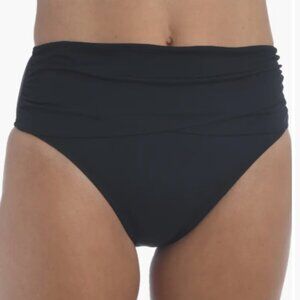 La Blanca Island Goddess Overlap Bikini Bottoms Black – Size 10 – NWT